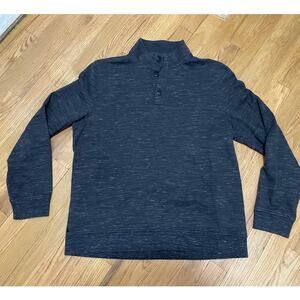 UNTUCKit Black Gray Heathered Livio Collared Henley Longsleeve Shirts Men's XL